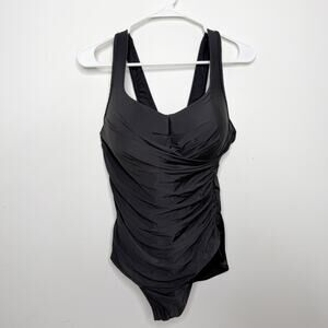 Miraclesuit Black Ruched Front One Piece Swimsuit